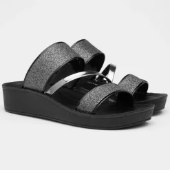Sian Womens Black Glitter Strappy Sandal*Lilley Sale