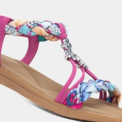 Simone Womens Fuchsia Ribbon Twist Sandal*Lilley Hot