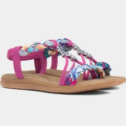 Simone Womens Fuchsia Ribbon Twist Sandal*Lilley Hot
