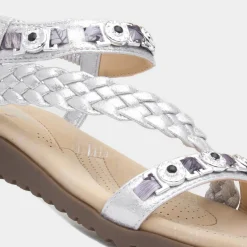 Skylar Womens Silver Gem Sandal*Lilley New