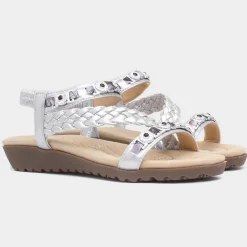 Skylar Womens Silver Gem Sandal*Lilley New