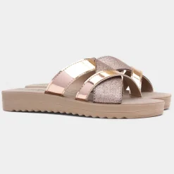 Sonia Womens Rose Gold Mule Sandal*Lilley Online