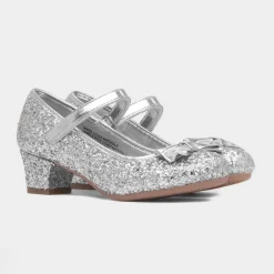 Lacey Girl's Silver Glitter Heel*Lilley Sparkle Hot