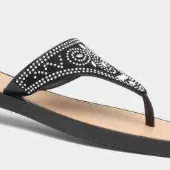 Star Womens Black Diamante Toe Post Sandal*Lilley Sale