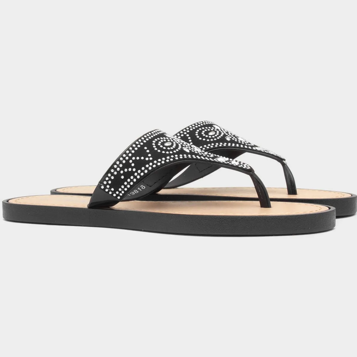 Star Womens Black Diamante Toe Post Sandal*Lilley Sale