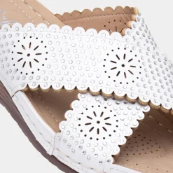 Sybil Womens White Slip On Wedge Sandal*Lilley Sale