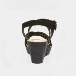 Sydney Womens Black Wedge Strappy Sandal*Lilley Fashion