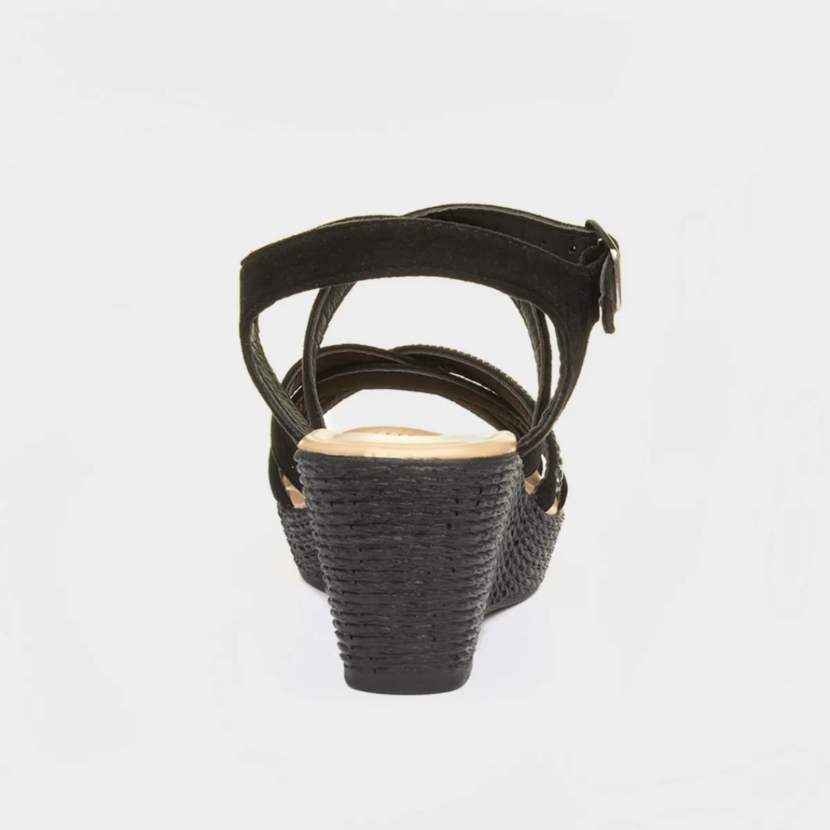 Sydney Womens Black Wedge Strappy Sandal*Lilley Fashion