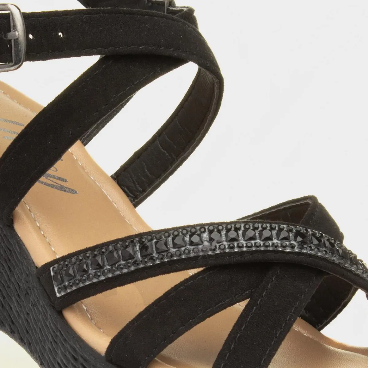 Sydney Womens Black Wedge Strappy Sandal*Lilley Fashion