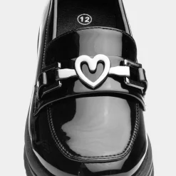 Una Girls Black Patent Loafer*Lilley Fashion