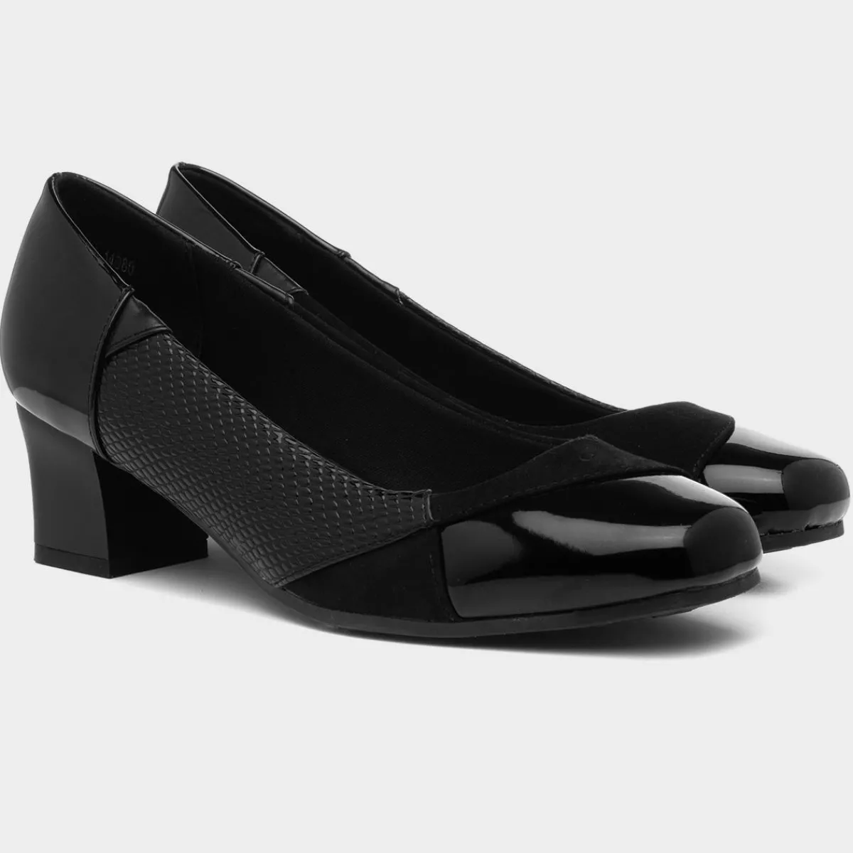Vera Womens Black Block Heel Court Shoe*Lilley Hot