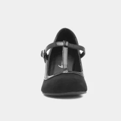 Vicky Womens Black Faux Suede Court Shoe*Lilley Clearance