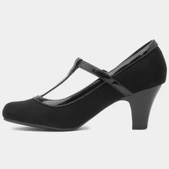 Vicky Womens Black Faux Suede Court Shoe*Lilley Clearance
