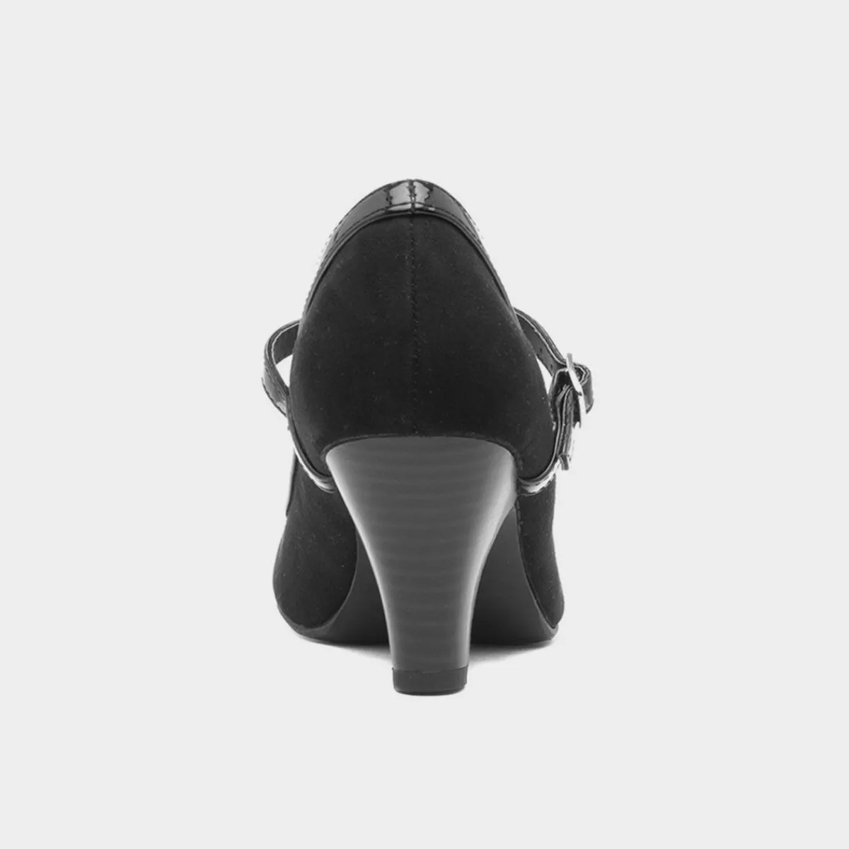 Vicky Womens Black Faux Suede Court Shoe*Lilley Clearance
