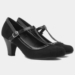 Vicky Womens Black Faux Suede Court Shoe*Lilley Clearance
