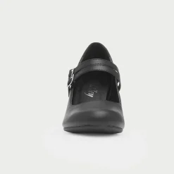 Violet Womens Black Strap Court Shoe*Lilley Outlet