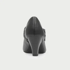 Violet Womens Black Strap Court Shoe*Lilley Outlet