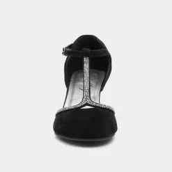Vivien Womens Black T-Bar Court Shoe*Lilley Discount