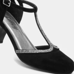 Vivien Womens Black T-Bar Court Shoe*Lilley Discount