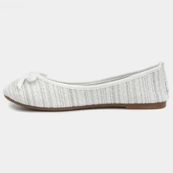 Womens White Bow Knitted Effect Ballerina*Lilley Hot