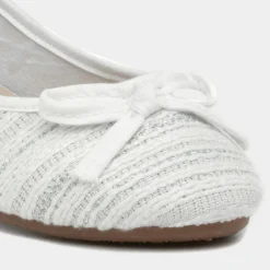 Womens White Bow Knitted Effect Ballerina*Lilley Hot