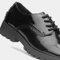 Dawn Girls Black Patent Lace Up Shoe*Little Diva New