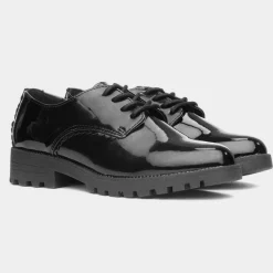Dawn Girls Black Patent Lace Up Shoe*Little Diva New