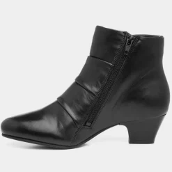 Prancer Womens Black Leather Heeled Boot*Lotus Outlet