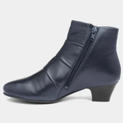 Prancer Womens Navy Leather Ankle Boot*Lotus New