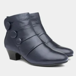 Prancer Womens Navy Leather Ankle Boot*Lotus New