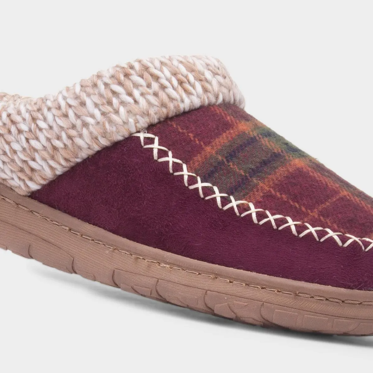 Emblaze Womens Red Tartan Mule Slipper*Lunar Clearance