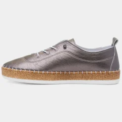 Evie Womens Pewter Casual Leather Shoe*Lunar Clearance