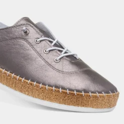 Evie Womens Pewter Casual Leather Shoe*Lunar Clearance
