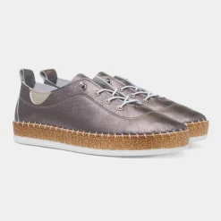 Evie Womens Pewter Casual Leather Shoe*Lunar Clearance