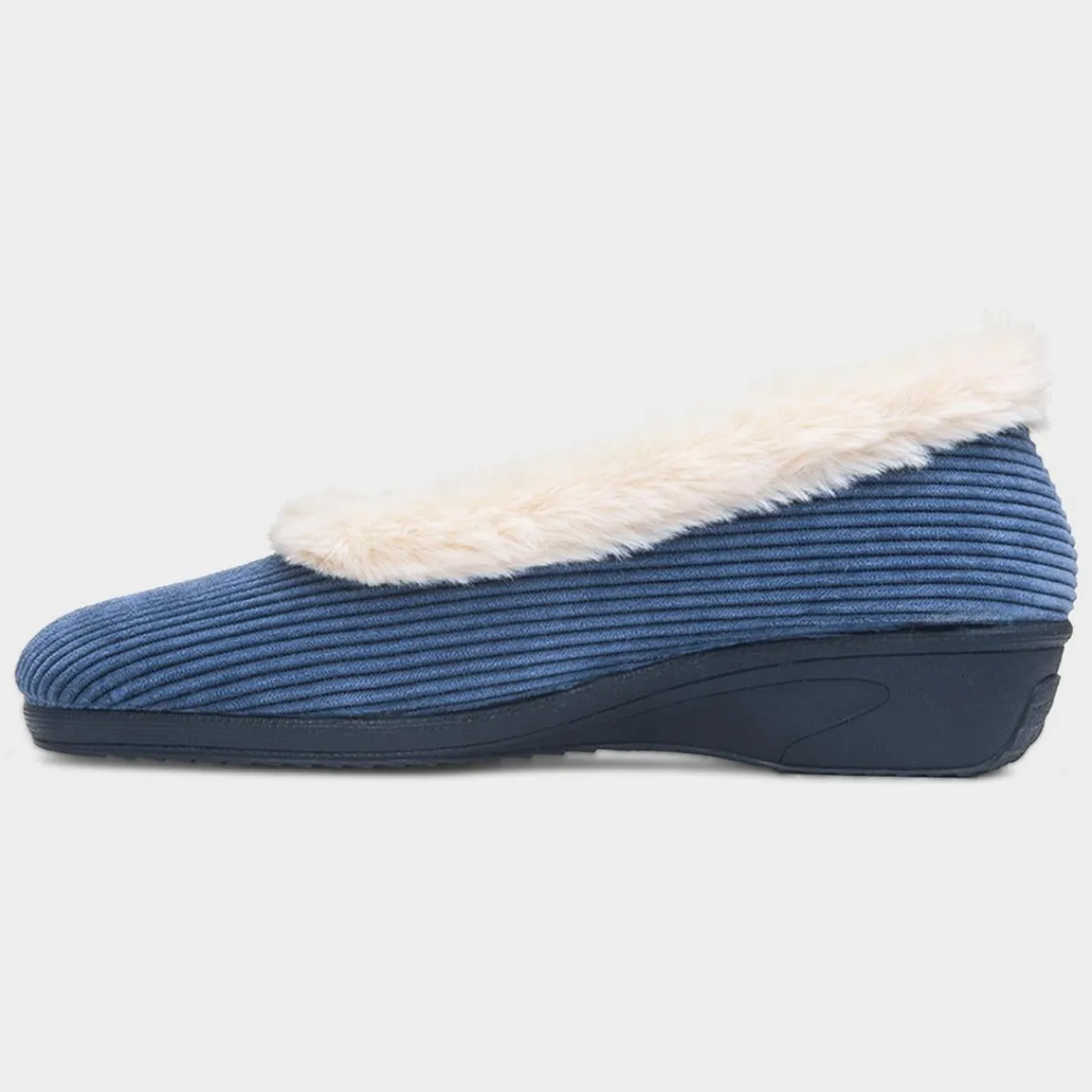 Glynis Womens Navy Wedge Slipper*Lunar Fashion