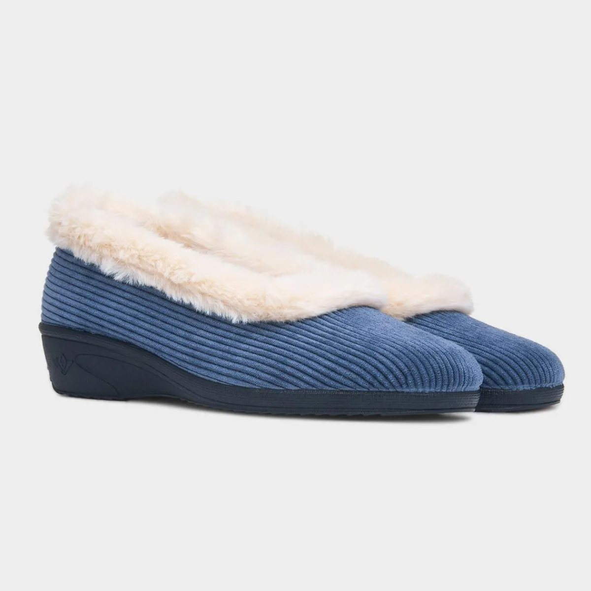 Glynis Womens Navy Wedge Slipper*Lunar Fashion