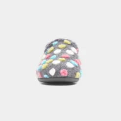 Helix Womens Grey Polka Dot Full Slipper*Lunar Sale