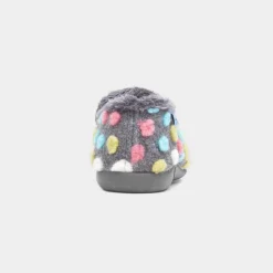 Helix Womens Grey Polka Dot Full Slipper*Lunar Sale