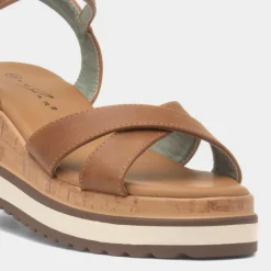 Libby Womens Tan Wedge Sandal*Lunar Fashion