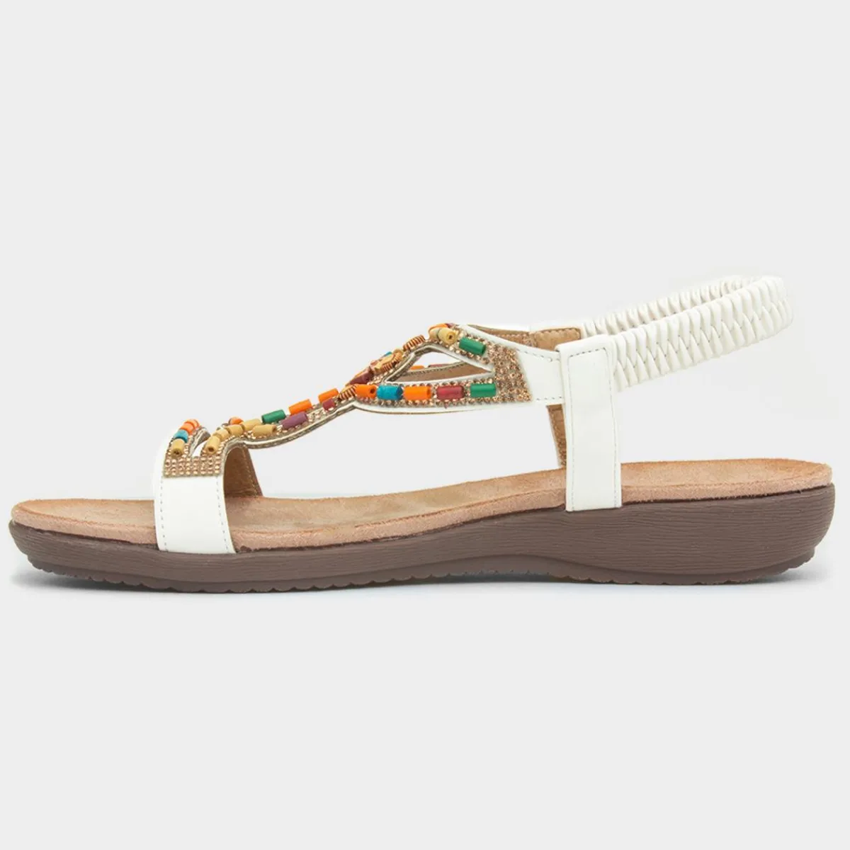 Mariella Womens White Beaded Sandal*Lunar Hot