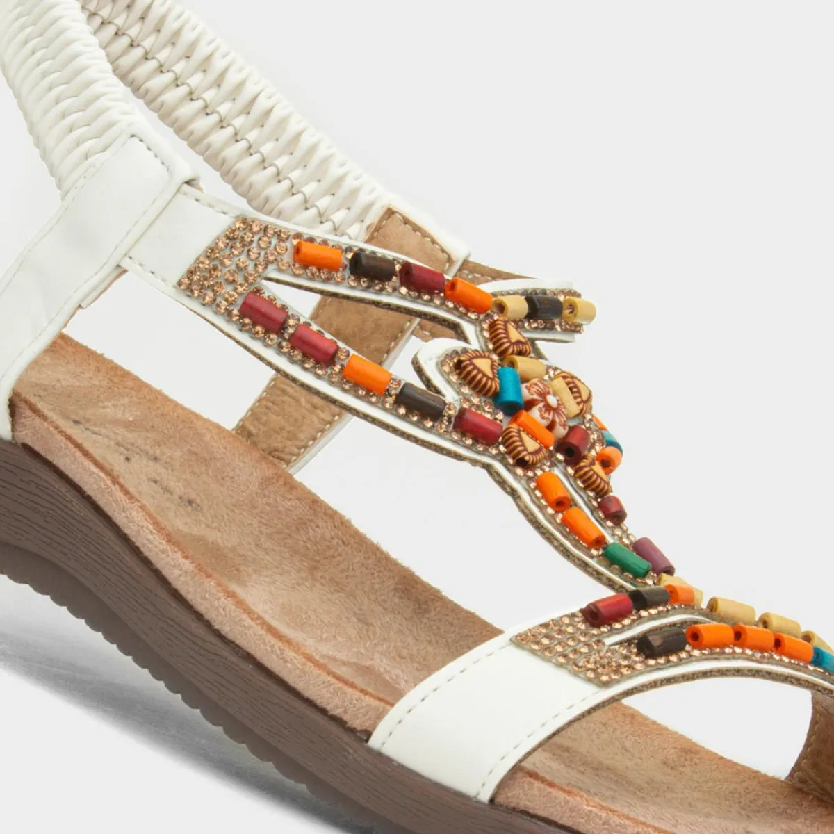 Mariella Womens White Beaded Sandal*Lunar Hot