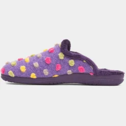 Montreal Womens Purple Polka Dot Slipper*Lunar Fashion