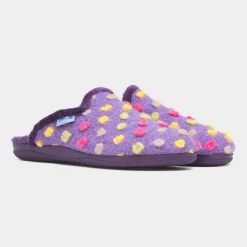 Montreal Womens Purple Polka Dot Slipper*Lunar Fashion
