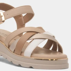 Ohio Womens Beige Wedge Sandal*Lunar Fashion