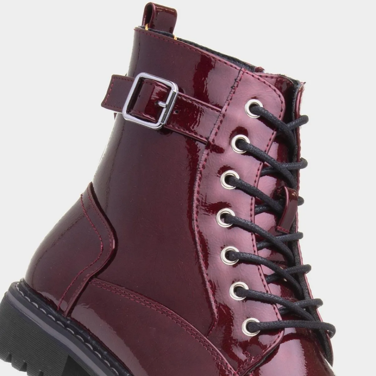 Parlour Womens Burgundy Patent Lace Up Boot*Lunar New