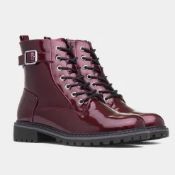 Parlour Womens Burgundy Patent Lace Up Boot*Lunar New