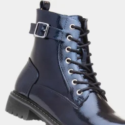 Parlour Womens Navy Patent Lace Up Boot*Lunar Clearance