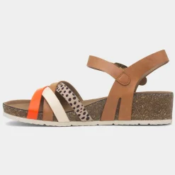 Selina Womens Camel Strappy Wedge Sandal*Lunar Fashion