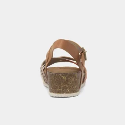 Selina Womens Camel Strappy Wedge Sandal*Lunar Fashion