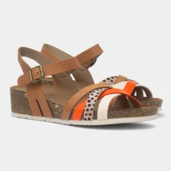 Selina Womens Camel Strappy Wedge Sandal*Lunar Fashion